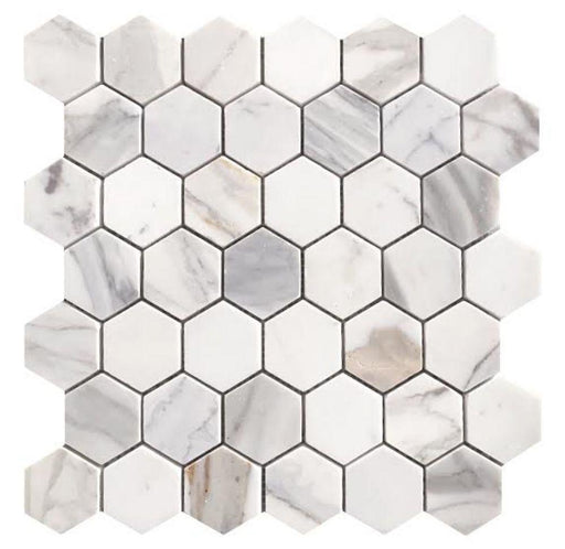 Hexagon Calacatta Gold 2x2  Polished Marble  Mosaic