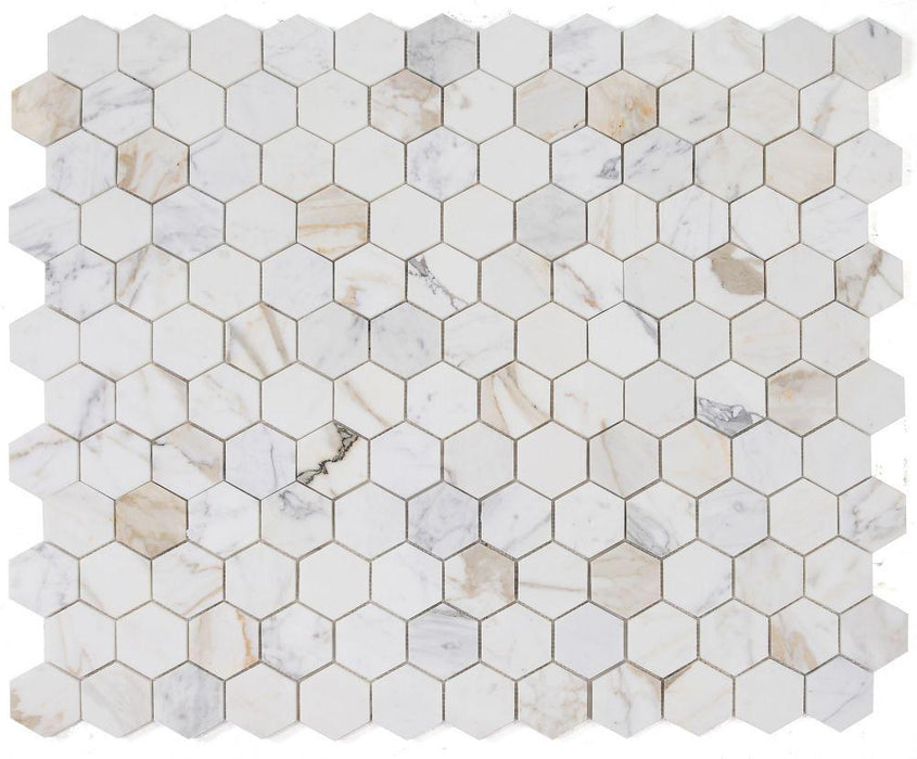 Hexagon Calacatta Gold 3x3  Honed Marble  Mosaic