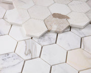 Hexagon Calacatta Gold 3x3  Honed Marble  Mosaic