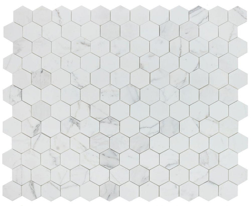 Hexagon Calacatta White 3x3  Honed Marble  Mosaic