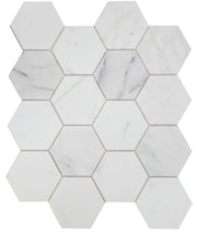 Hexagon Calacatta White 3x3  Honed Marble  Mosaic