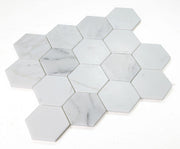 Hexagon Calacatta White 3x3  Honed Marble  Mosaic