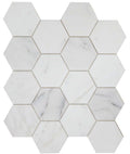 Hexagon Marble Mosaic - Calacatta White - Size 3x3