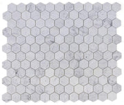 Hexagon Carrara 3x3  Polished Marble  Mosaic