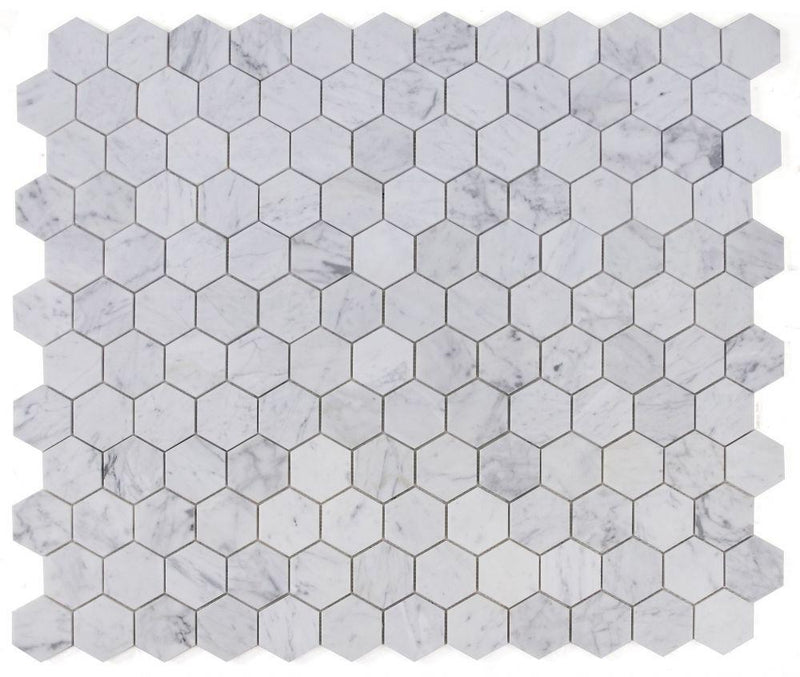 Hexagon Carrara 3x3  Polished Marble  Mosaic