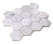 Hexagon Carrara 3x3  Polished Marble  Mosaic