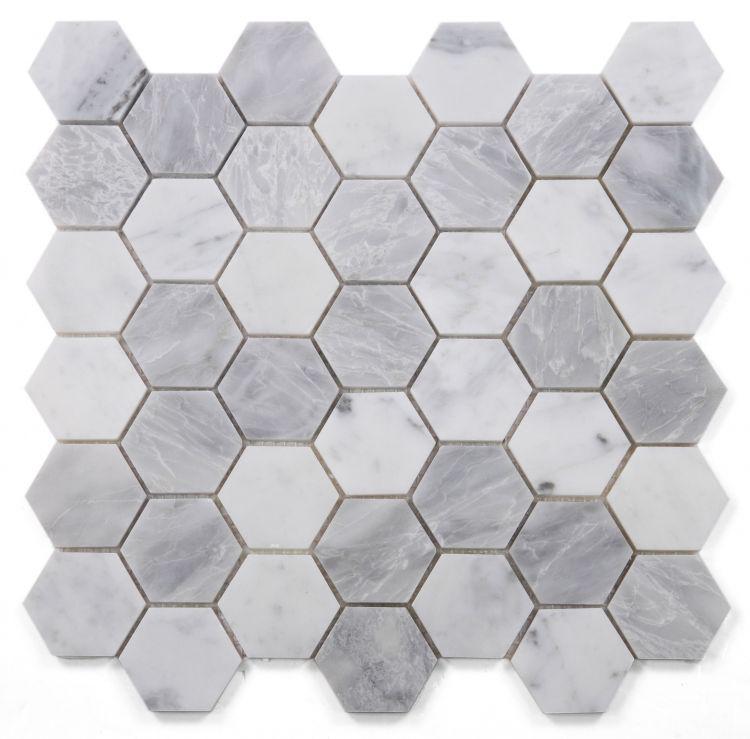 Hexagon City Grey 2x2  Polished Marble  Mosaic
