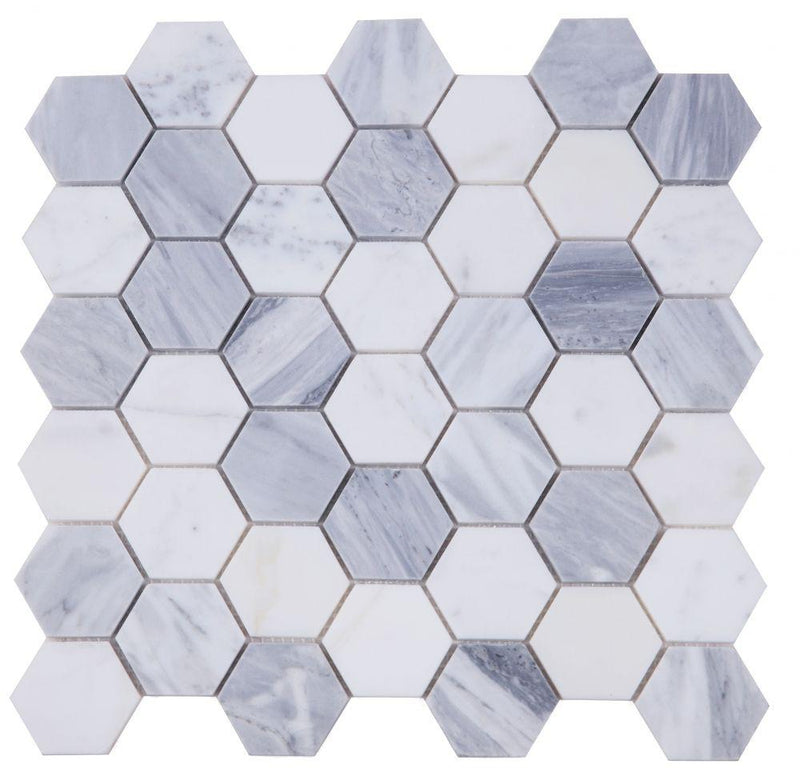 Hexagon Dusk 2x2  Polished Marble  Mosaic