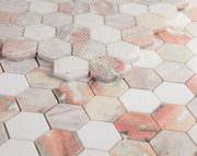Hexagon Rose 2x2  Polished Marble  Mosaic