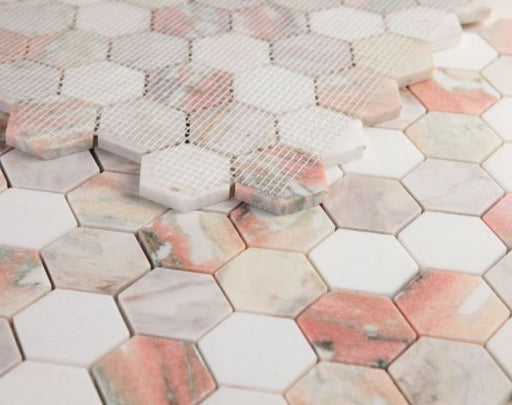 Hexagon Rose 2x2  Polished Marble  Mosaic