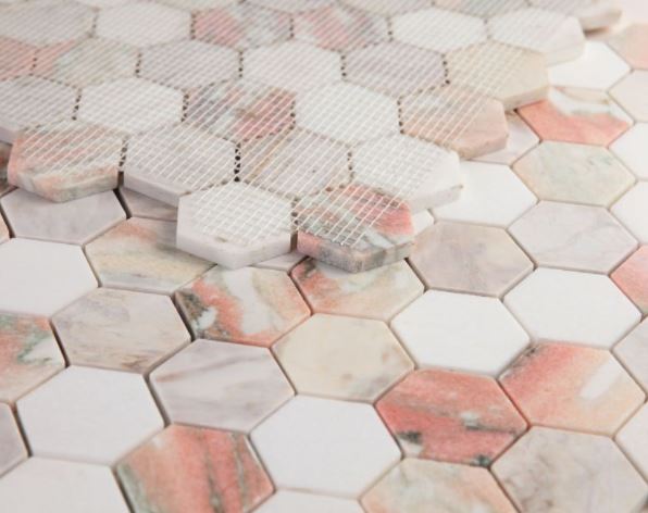 Hexagon Rose 2x2  Polished Marble  Mosaic