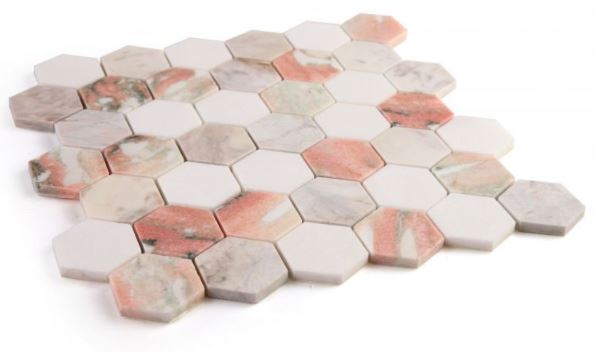 Hexagon Rose 2x2  Polished Marble  Mosaic