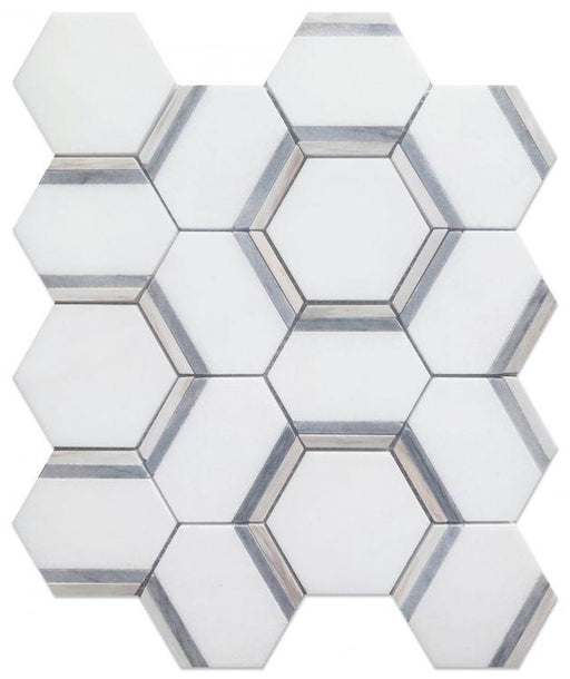 Hexagon Royal Sky 3.5x3.5  Polished Marble  Mosaic
