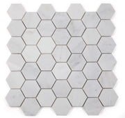Hexagon Snow White 2x2  Honed Marble  Mosaic