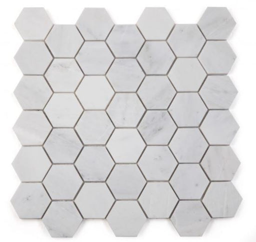 Hexagon Snow White 2x2  Honed Marble  Mosaic