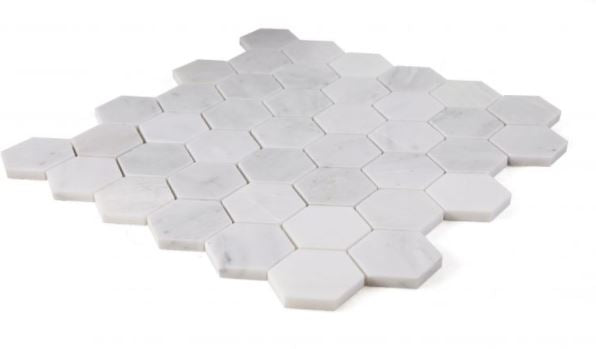 Hexagon Snow White 2x2  Honed Marble  Mosaic