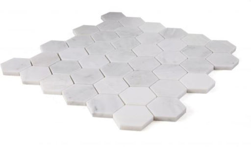 Hexagon Snow White 2x2  Honed Marble  Mosaic