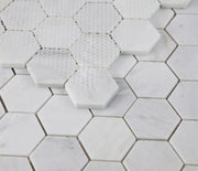 Hexagon Snow White 2x2  Honed Marble  Mosaic