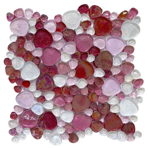 Hot Rose Pebble  Glass  Mosaic