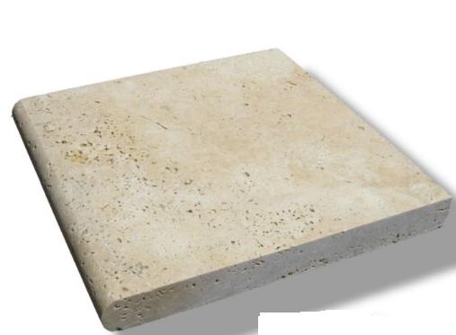 Ivory Beige Travertine Coping 12x12 Tumbled Bullnose  2 inch
