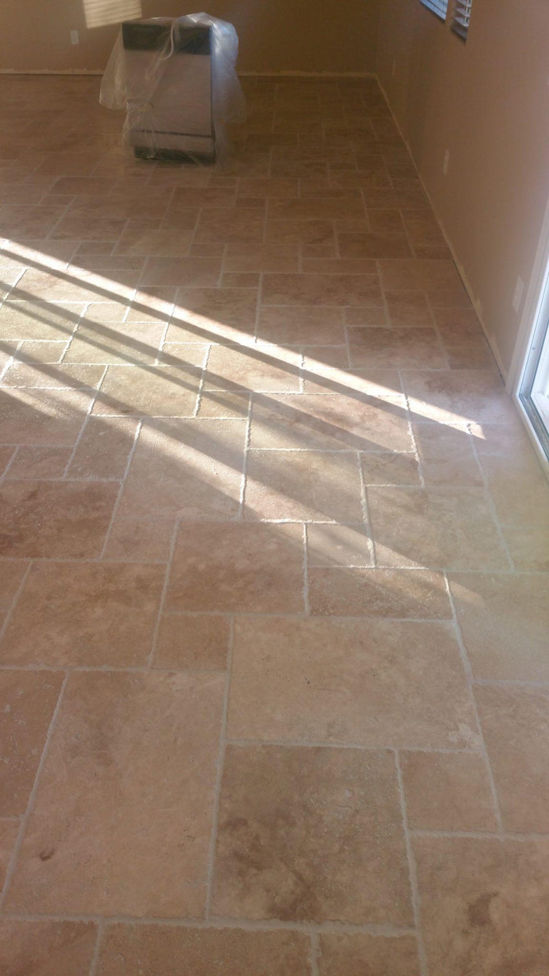 Ivory Beige Travertine Tile Pattern Brushed Chiseled