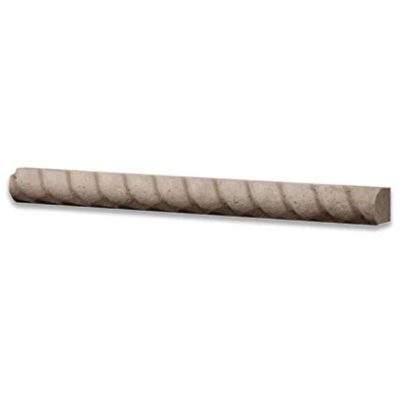 Ivory Light Travertine Trim 1x12 Honed, Unfilled     Rope Liner