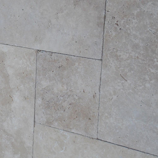 Ivory Travertine Paver Pattern Tumbled   1.25 inch