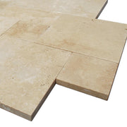 Ivory Travertine Paver Pattern Tumbled   1.25 inch