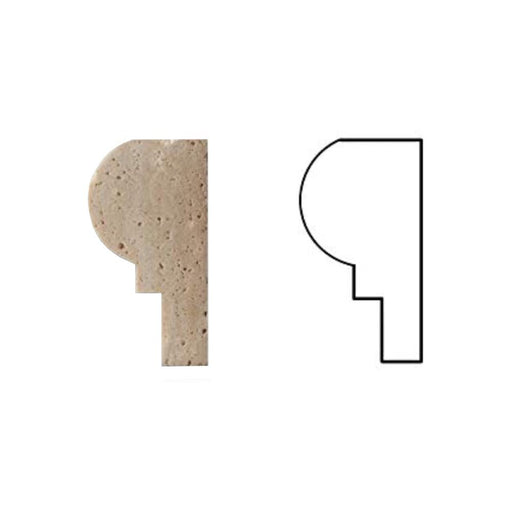 Ivory Travertine Trim 2x12 Honed, Unfilled     Single-Step Chair Rail