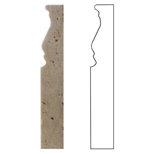 Ivory Travertine Trim 5x12 Unfilled, Honed     Baseboard