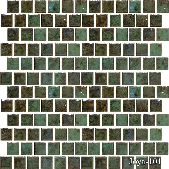Joya Verde 1x1 Square Textured, Lappato Porcelain  Mosaic