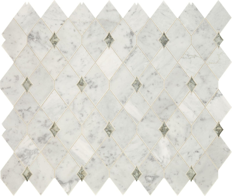 Lavaliere Carrara White With Antique Mirror Diamond Polished Mixed  Mosaic
