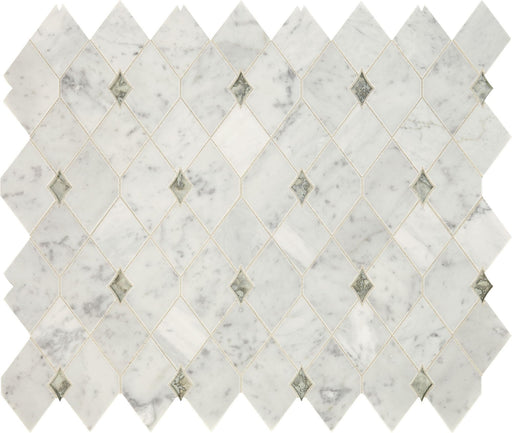 Lavaliere Carrara White With Antique Mirror Diamond Polished Mixed  Mosaic