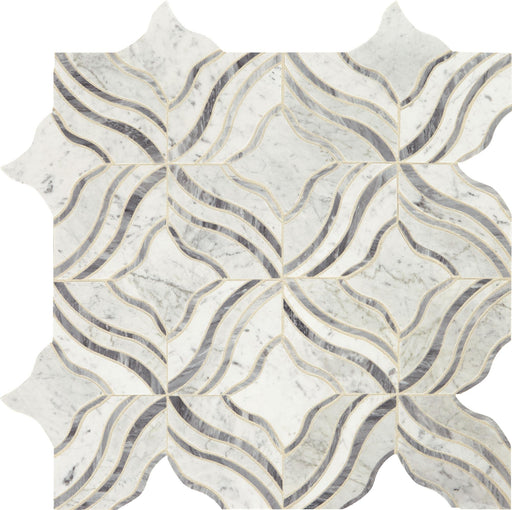 Lavaliere Carrara White With Bardiglio Artistic Polished Marble  Mosaic