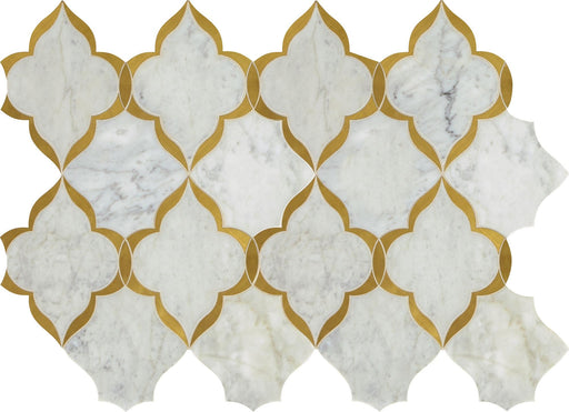 Lavaliere Carrara White With Brass Kapali Polished Mixed  Mosaic