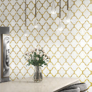 Lavaliere Carrara White With Brass Kapali Polished Mixed  Mosaic