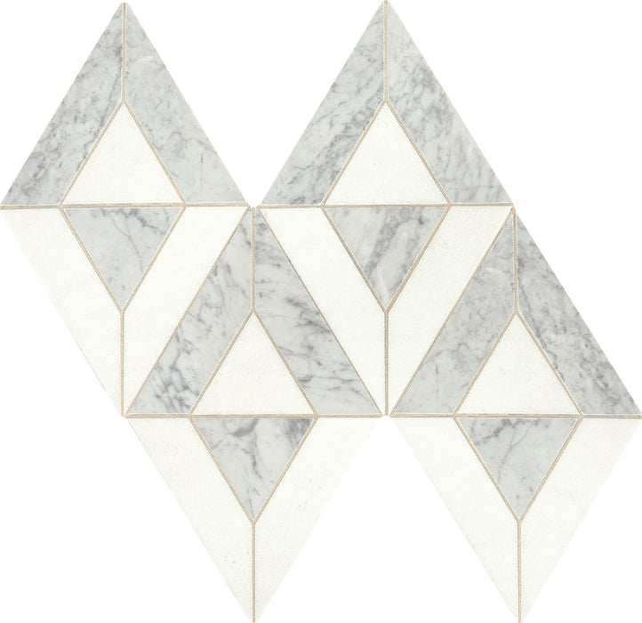 Lavaliere Carrara White With Thassos Triangle Honed Marble  Mosaic