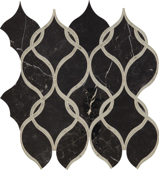 Lavaliere Nero Marquina With Antique Mirror Intertwining Arabesque Polished Mixed  Mosaic