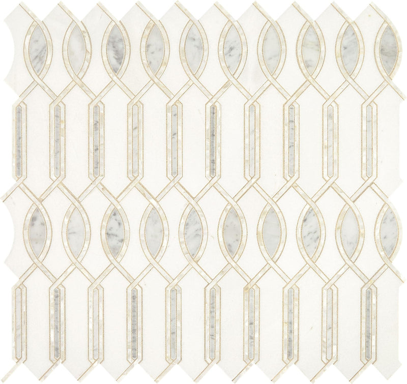 Lavaliere Thassos White With Carrara And Mother Of Pearl Imaginare Polished Mixed  Mosaic