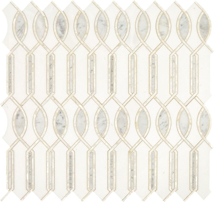 Lavaliere Thassos White With Carrara And Mother Of Pearl Imaginare Polished Mixed  Mosaic
