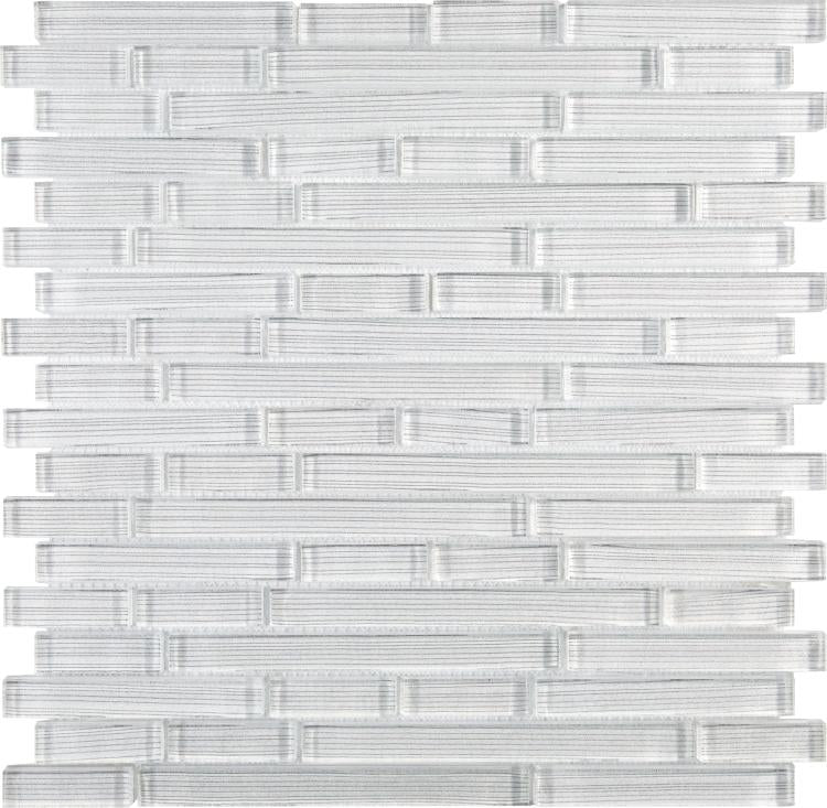 Linear Glass Silver White Rectangle    Mosaic