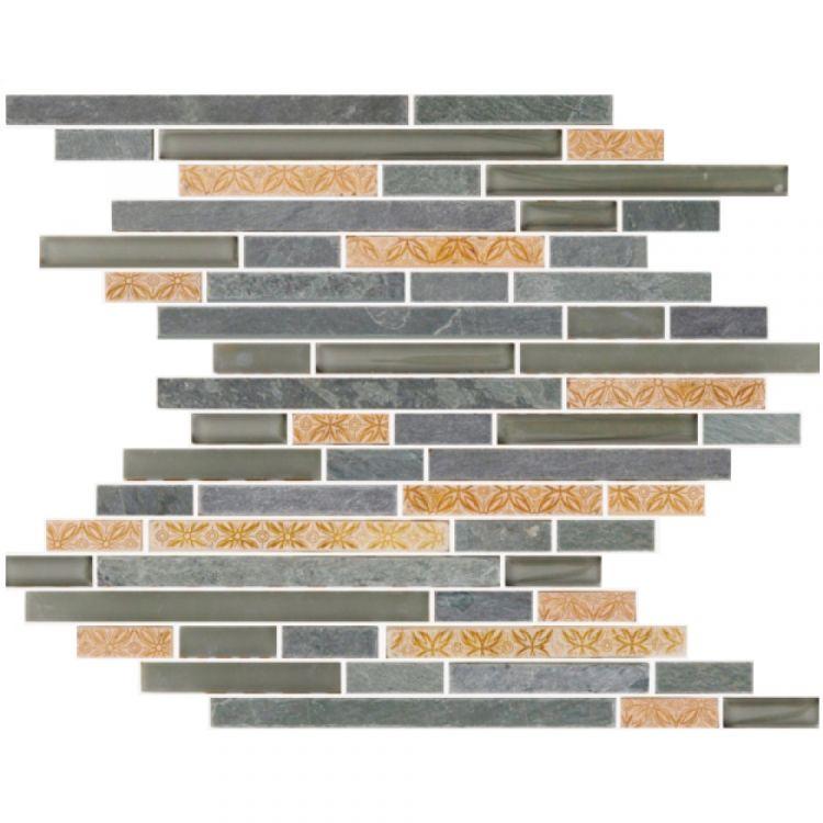 Linear Glass Tk Light Grey Slate Rectangle    Mosaic