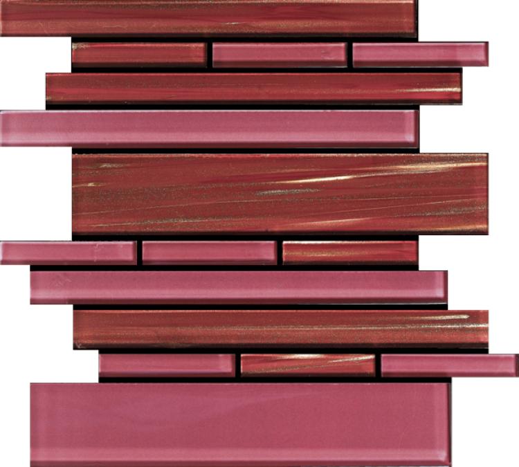 Linear Glass Wild Rose Stacked    Mosaic