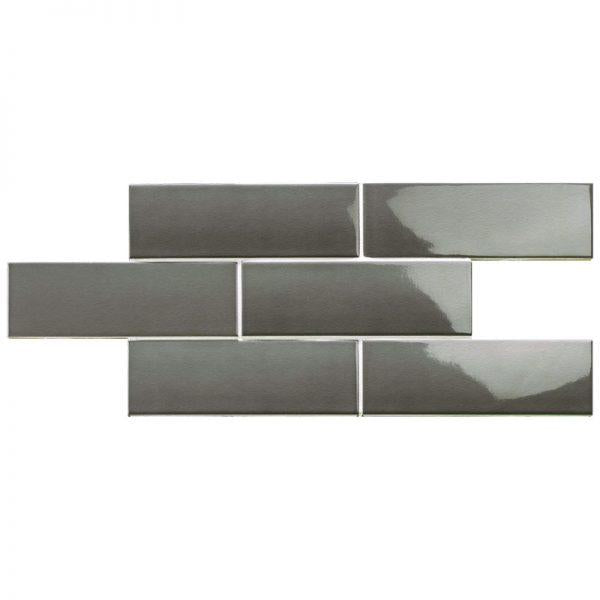 London Coal Glossy 5/8x12 Ceramic Demi Bullnose