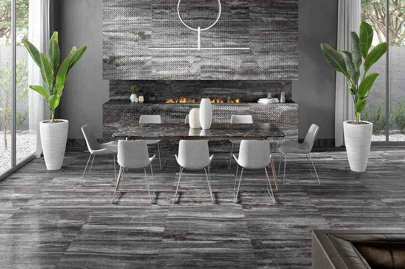 Lappato Luxury Black Lappato 12x24 Porcelain Tile — Solidshape