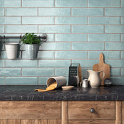 Maiolica Aqua Crackled 3x12 Ceramic  Tile