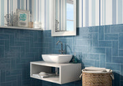 Maiolica Blue Steel Glossy 4x10 Ceramic  Tile