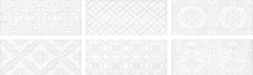 Maiolica White Deco Glossy 4x10 Ceramic  Tile