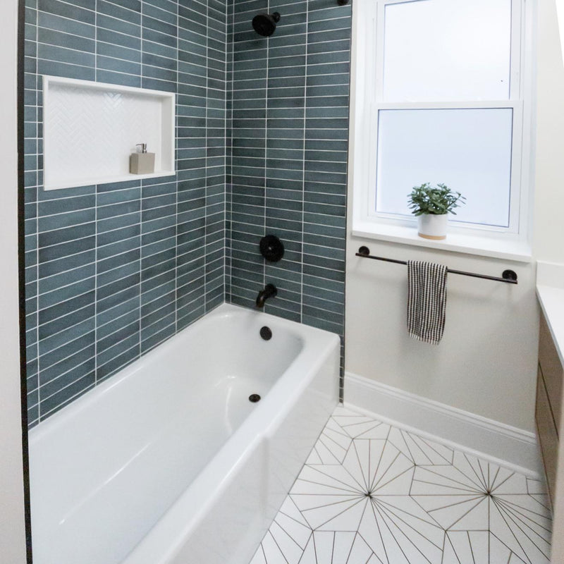 Makoto Arashi Blue Matte 2.5x10 Ceramic  Tile