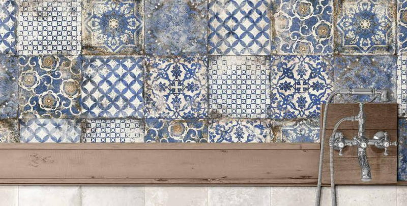 Mariner Maioliche Cementine Blue 05 8x8 Porcelain  Tile